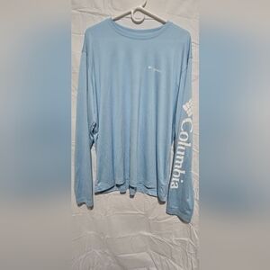 Columbia Light Blue Long-Sleeve Performance Tee with Sleeve Logo